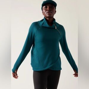 Athleta Cozy Karma Asymmetrical Pullover—Medium—Dark Sardinia Blue